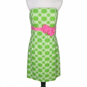 LILLY PULITZER Green Bowen Circle of Roses Jacquard Strapless Dress 6